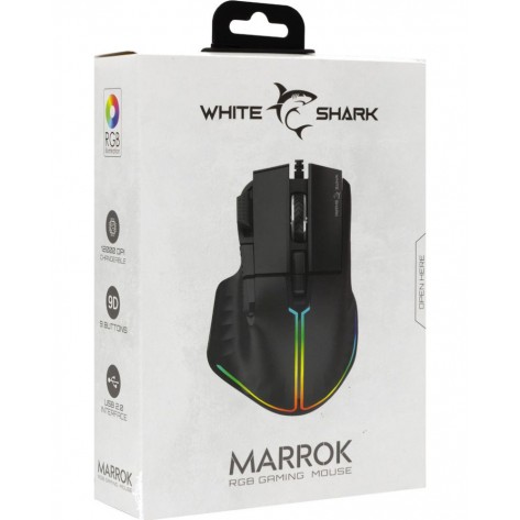 Гейминг мишка White Shark - Marrok Black, оптична, жична, черна