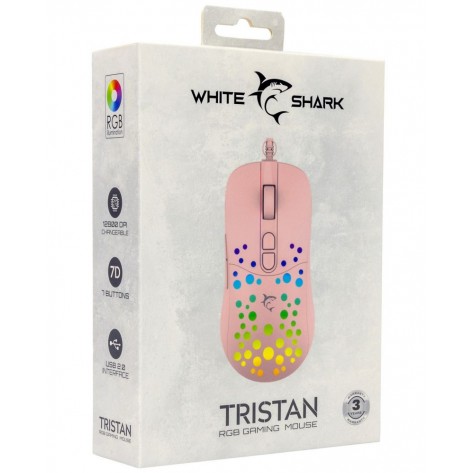 Гейминг мишка White Shark - Tristan 2, оптична, розова