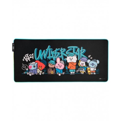 Гейминг подложка за мишка Grupo Erik - BT21, XXL, мека, черна