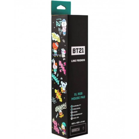 Гейминг подложка за мишка Grupo Erik - BT21, XXL, мека, черна