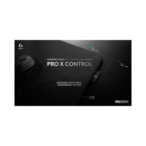 Гейминг подложка за мишка Logitech - Pro X Control, 46 x 40 cm, черна