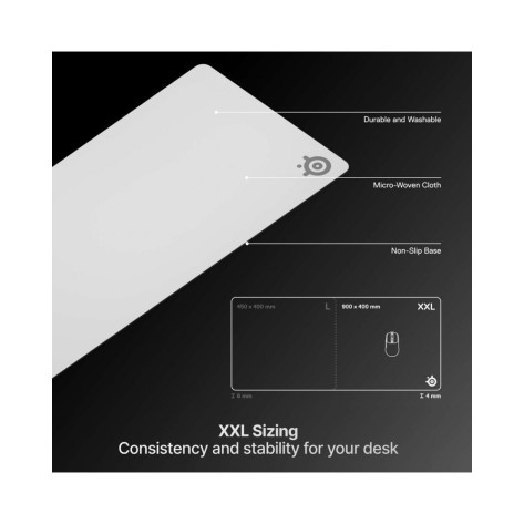 Гейминг подложка за мишка Steelseries - QcK Heavy, XXL, White