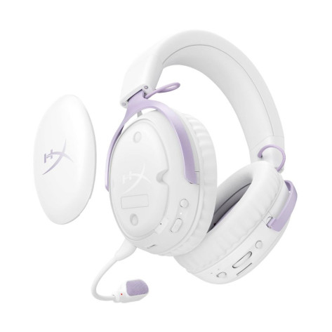 Гейминг слушалки HyperX - Cloud III S Wireless, безжични, бели/лилави