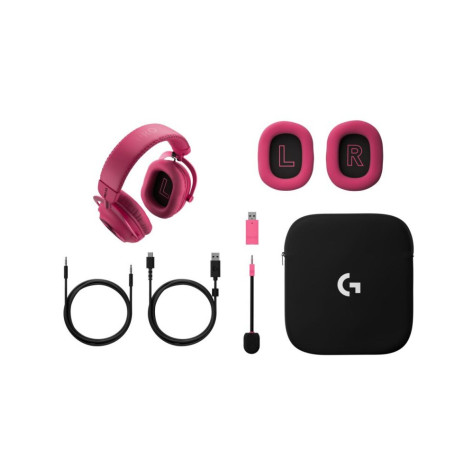 Гейминг слушалки Logitech - Pro X3 Lightspeed, безжични, Magenta