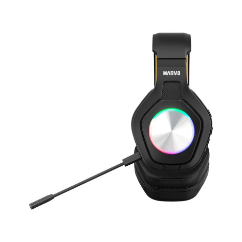 Гейминг слушалки Marvo - Pulz 80W, безжични, черни/жълти
