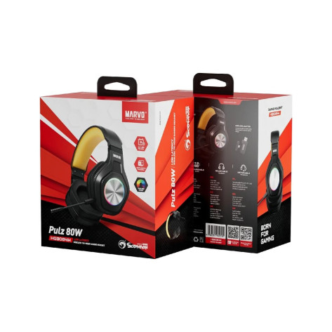 Гейминг слушалки Marvo - Pulz 80W, безжични, черни/жълти