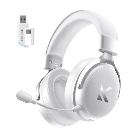 Гейминг слушалки MCHOSE - V9 Pro Steel, безжични, бели