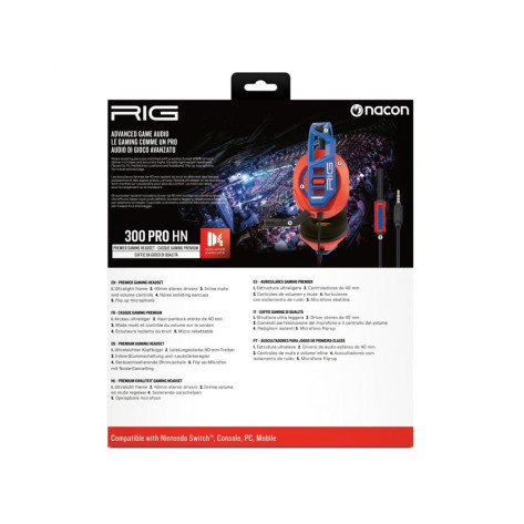 Гейминг слушалки Nacon - RIG 300 PRO HS, червени/сини