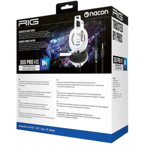 Гейминг слушалки Nacon - RIG 300 PRO HS, PC/PS4/PS5/XBOX, бели