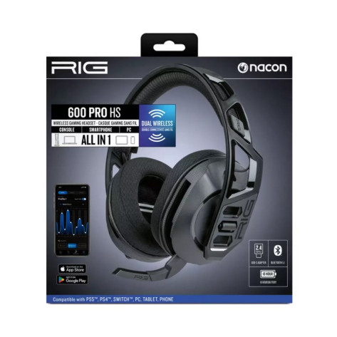 Гейминг слушалки Nacon - RIG 600 Pro HS, PS4, безжични, черни