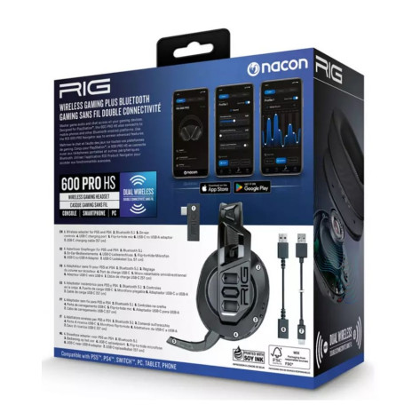 Гейминг слушалки Nacon - RIG 600 Pro HS, PS4, безжични, черни