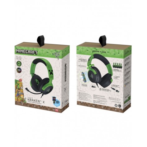 Гейминг слушалки Razer - Kraken V4 X, Minecraft Edition