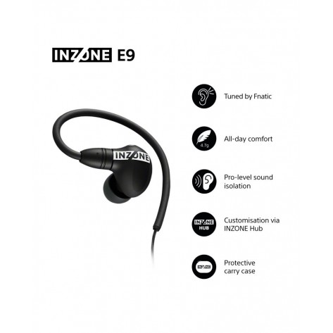 Гейминг Слушалки Sony INZONE E9, Tuned by Fnatic, in-ear, USB-C, черни