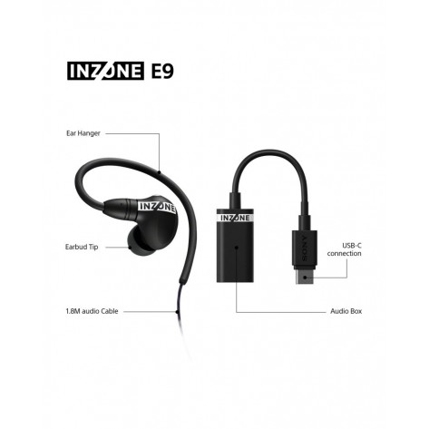 Гейминг Слушалки Sony INZONE E9, Tuned by Fnatic, in-ear, USB-C, черни