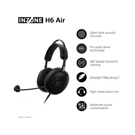 Гейминг слушалки Sony - Inzone H6 Air, PC/PS5, черни