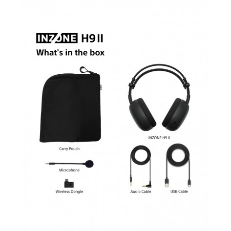 Гейминг слушалки Sony Inzone H9 II, ANC, Tuned by Fnatic, безжични, черни