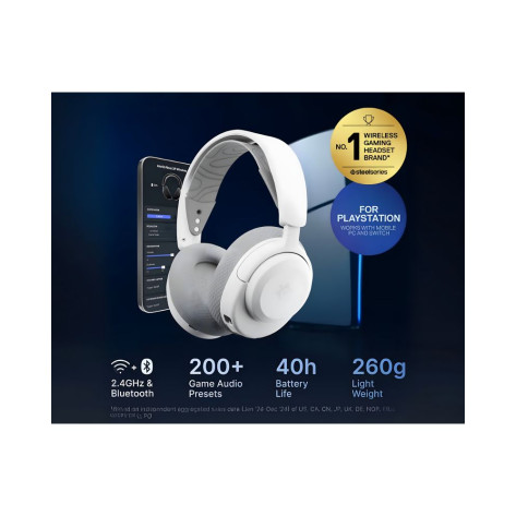 Гейминг слушалки SteelSeries - Arctis Nova, PS/PC/Switch, безжични, бели