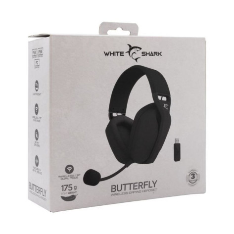 Гейминг слушалки White Shark - Butterfly, WGH-2442, безжични, черни