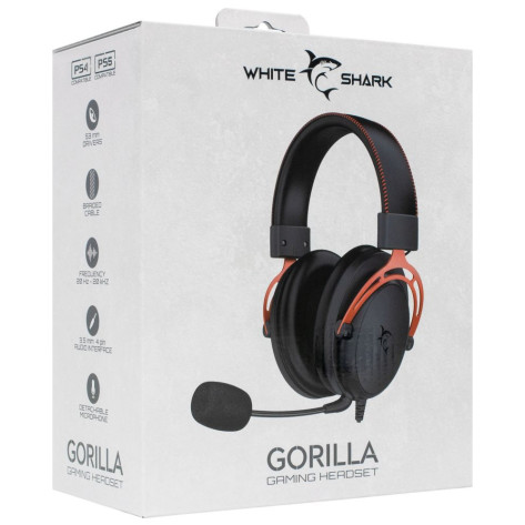 Гейминг слушалки White Shark - GORILLA, черни/червени