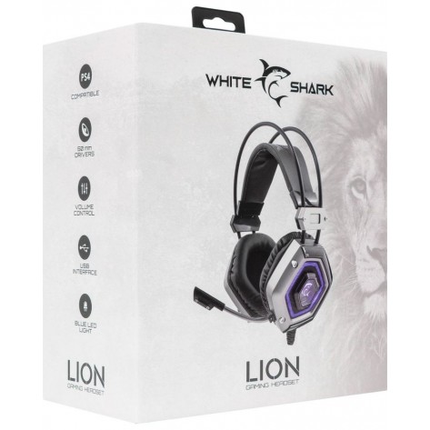 Гейминг слушалки White Shark - LION, сребристи/черни