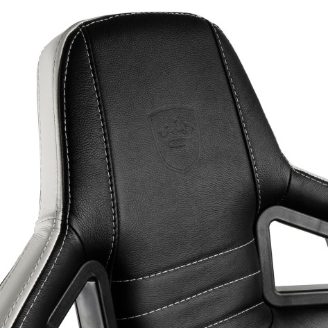 Гейминг стол noblechairs - EPIC, естествена кожа, черен/бял/червен
