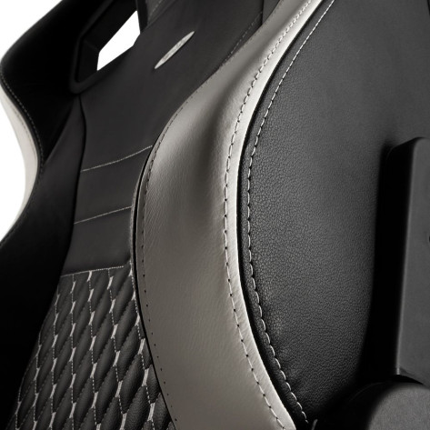 Гейминг стол noblechairs - EPIC, естествена кожа, черен/бял/червен
