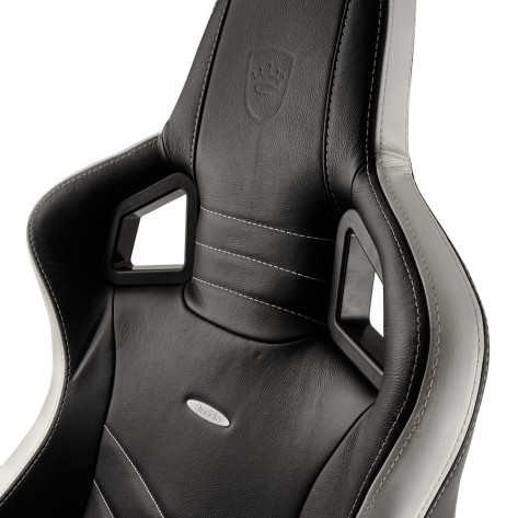 Гейминг стол noblechairs - EPIC, естествена кожа, черен/бял/червен