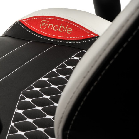 Гейминг стол noblechairs - EPIC, естествена кожа, черен/бял/червен