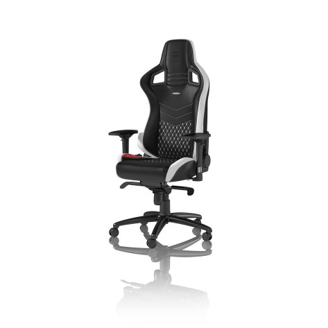 Гейминг стол noblechairs - EPIC, естествена кожа, черен/бял/червен