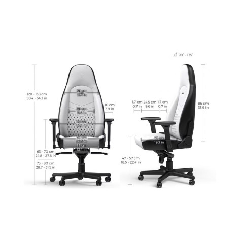 Гейминг стол noblechairs - ICON Gaming, бял/черен