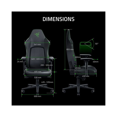 Гейминг стол Razer - Iskur V2 NewGen, черен/зелен