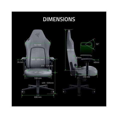 Гейминг стол Razer - Iskur V2 NewGen, светлосив