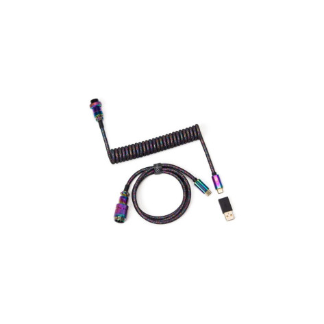 Кабел за клавиатура Keychron – Aviator, USB-C, 1.08 m, черен/дъга