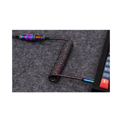 Кабел за клавиатура Keychron – Aviator, USB-C, 1.08 m, черен/дъга