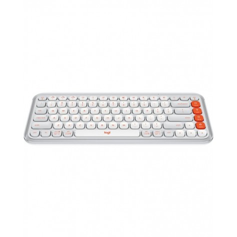 Клавиатура Logitech - POP Icon, безжична, Off White & Orange