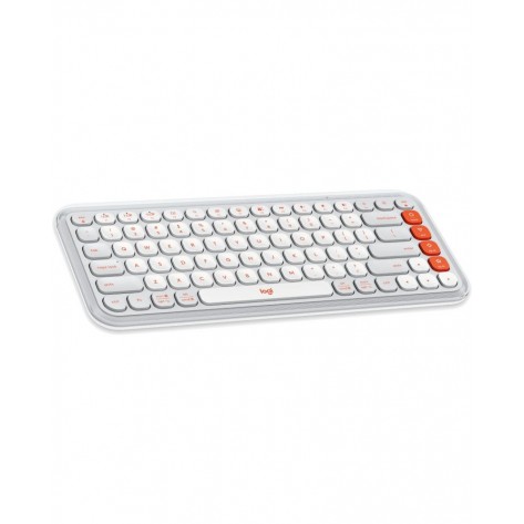 Клавиатура Logitech - POP Icon, безжична, Off White & Orange