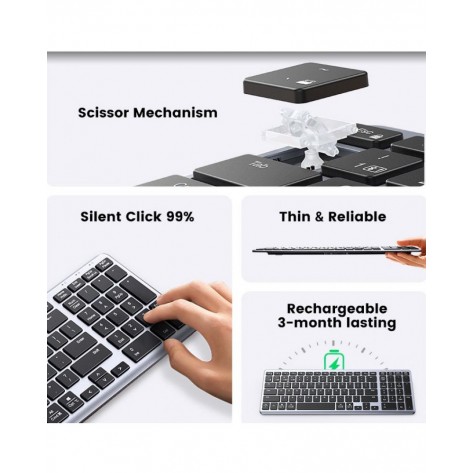 Клавиатура Ugreen - KU005, безжична, сива/черна