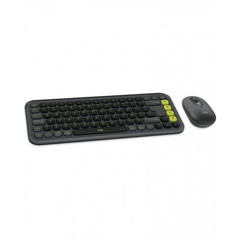 Комплект клавиатура и мишка Logitech - POP ICON COMBO, безжичен, Graphite & Green