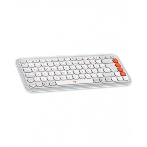 Комплект клавиатура и мишка Logitech - POP ICON COMBO, безжичен, Off White & Orange