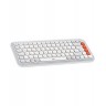 Комплект клавиатура и мишка Logitech - POP ICON COMBO, безжичен, Off White & Orange