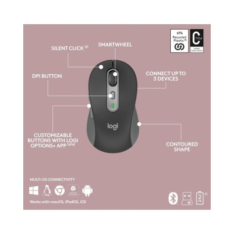 Комплект клавиатура и мишка Logitech - Signature Slim Combo, MK950, безжичен, графит