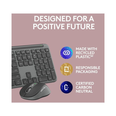 Комплект клавиатура и мишка Logitech - Signature Slim Combo, MK950, безжичен, графит