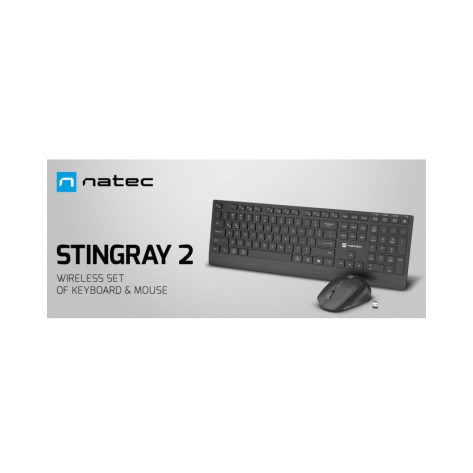 Комплект клавиатура и мишка Natec - Stingray 2, NZB-2315, безжичен, черен