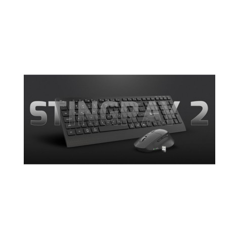Комплект клавиатура и мишка Natec - Stingray 2, NZB-2315, безжичен, черен