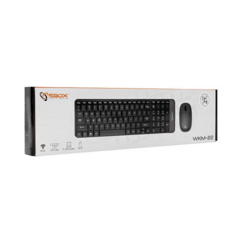Комплект клавиатура и мишка SBOX - WKM-22, безжичен, сив