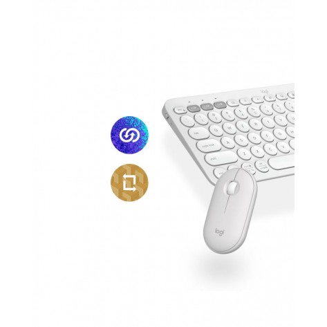 Комплект клавиатура Logitech Pebble Keys 2 K380s + мишка Logitech Pebble Keys 2 M350s, бели