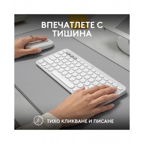 Комплект клавиатура Logitech Pebble Keys 2 K380s + мишка Logitech Pebble Keys 2 M350s, бели