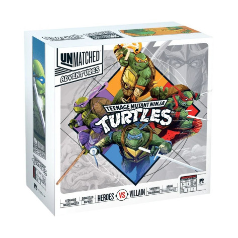 Комплект настолна игра Unmatched Adventures: Teenage Mutant Ninja Turtles с промо монета и подложка