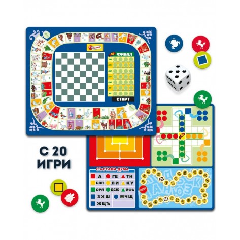 Комплект настолни игри Lisciani Ludoteca - Колекция от 20 класически игри