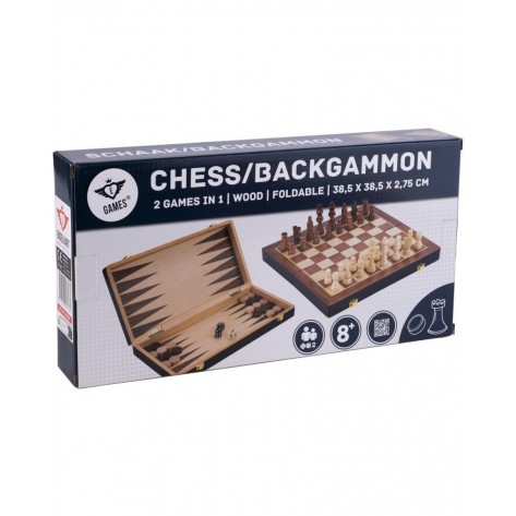 Комплект шах и табла Engelhart - Ясен и орех (38.5 х 38.5 cm)